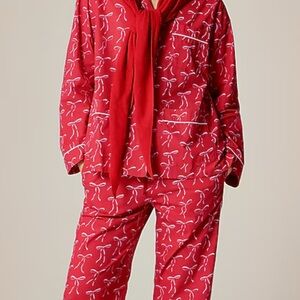 Cotton Poplin Red Pajamas with White Print